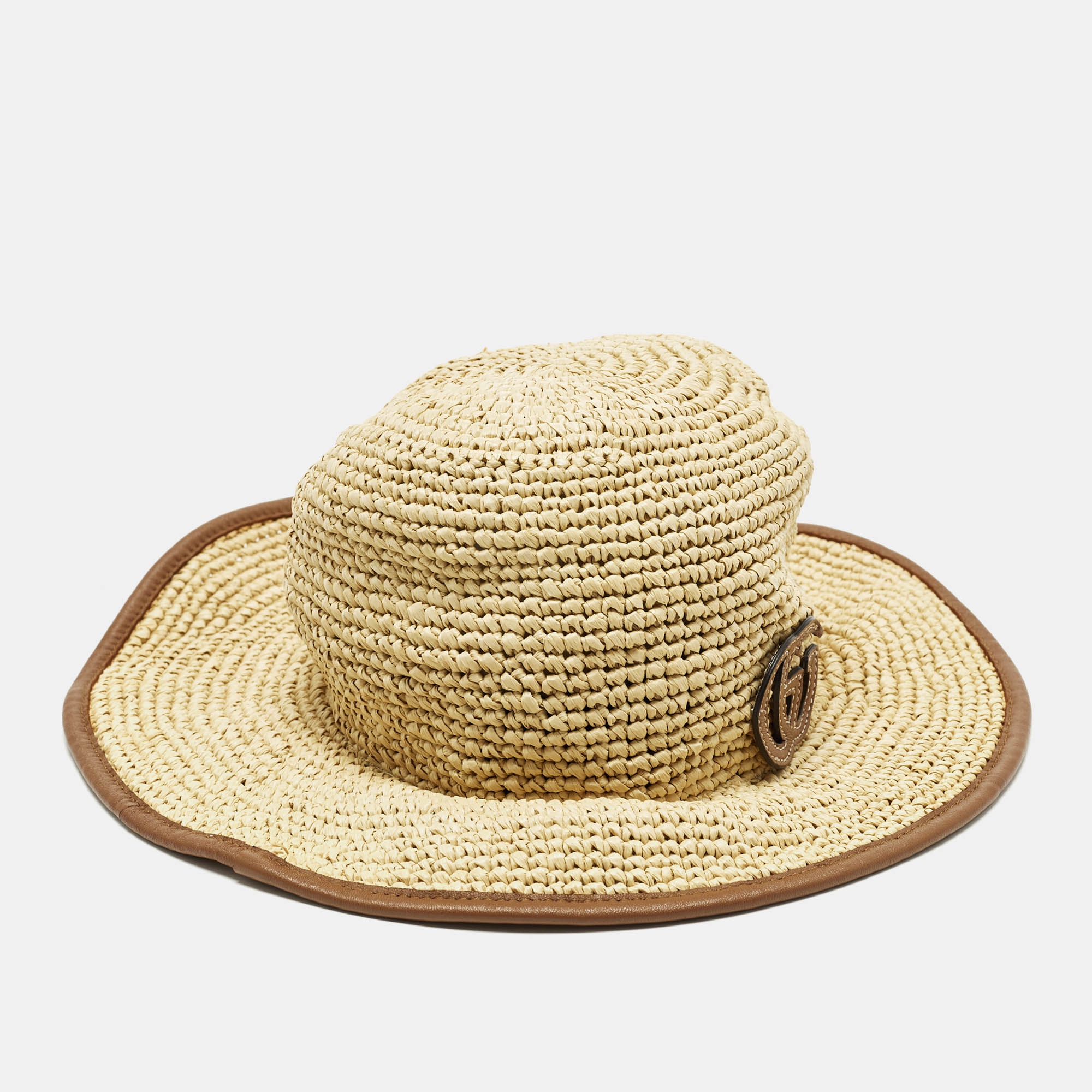 

Gucci Beige GG Appliqued Raffia Hat M