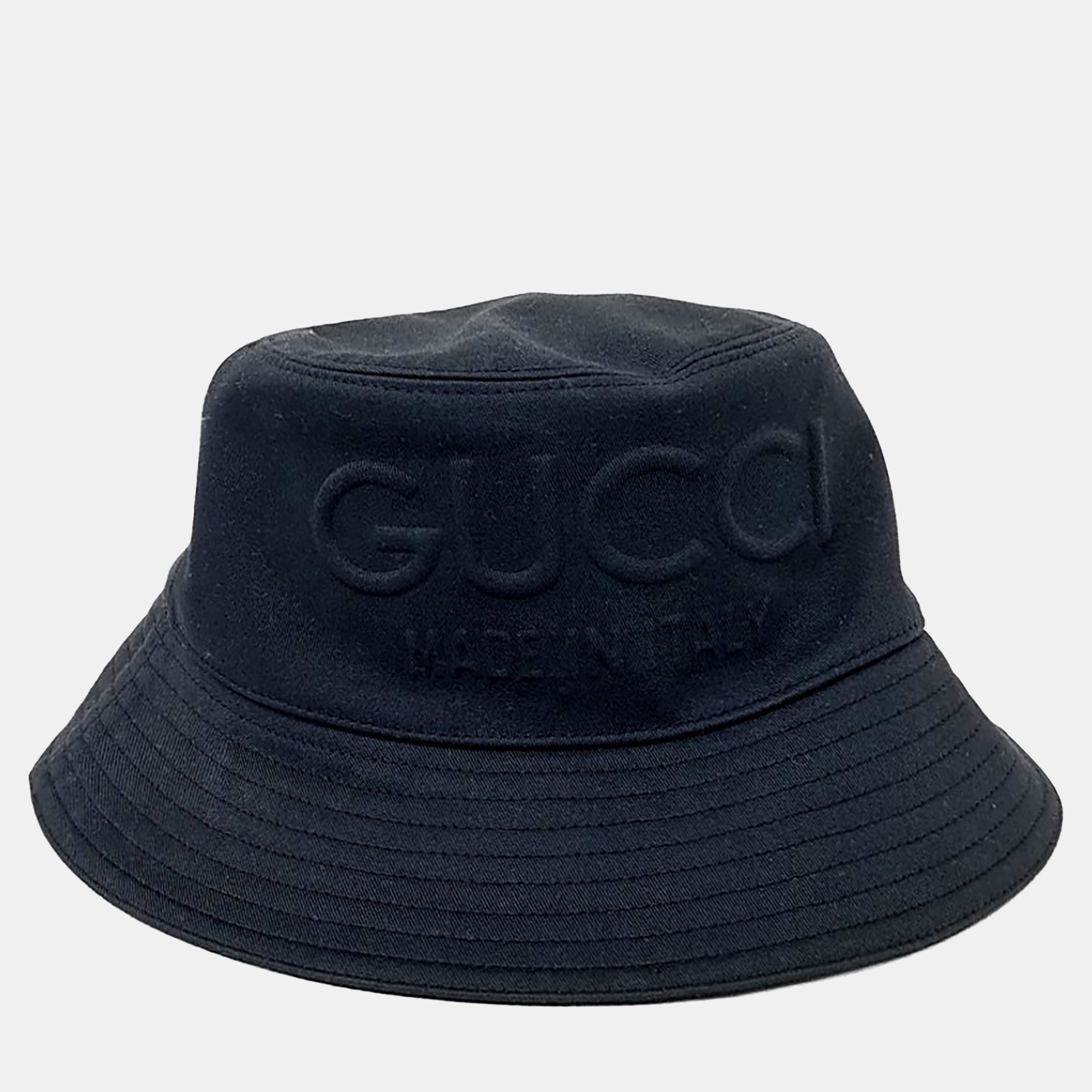 

Gucci Embossed Logo Bucket Hat (780430), Black