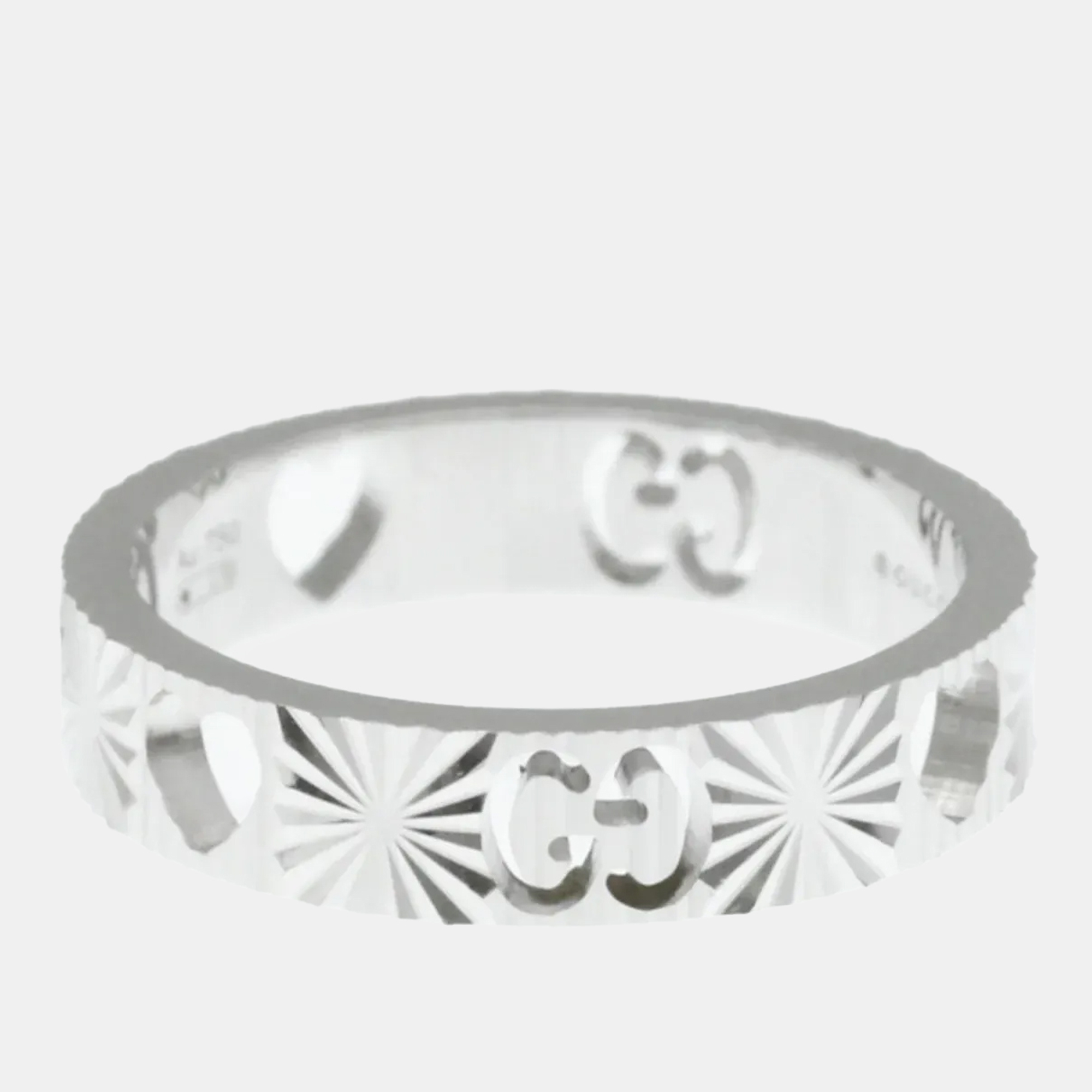 

Gucci Icon Heart Ring White Gold 18K Fashion No Stone Band Ring Silver US 6