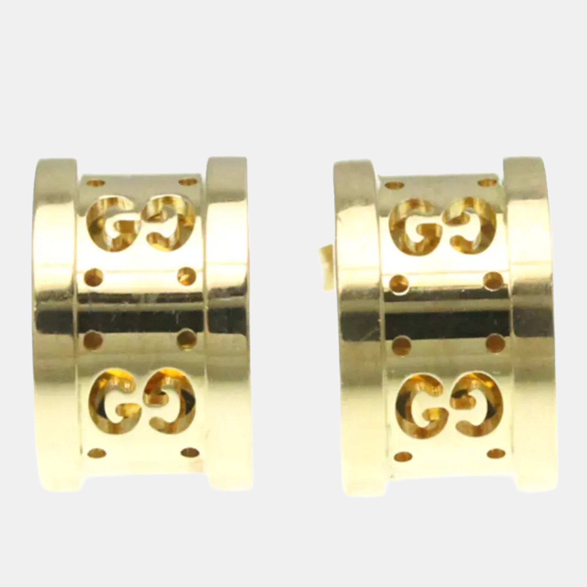

Gucci Icon Toile Earrings No Stone Yellow Gold 18K Stud Earrings Gold