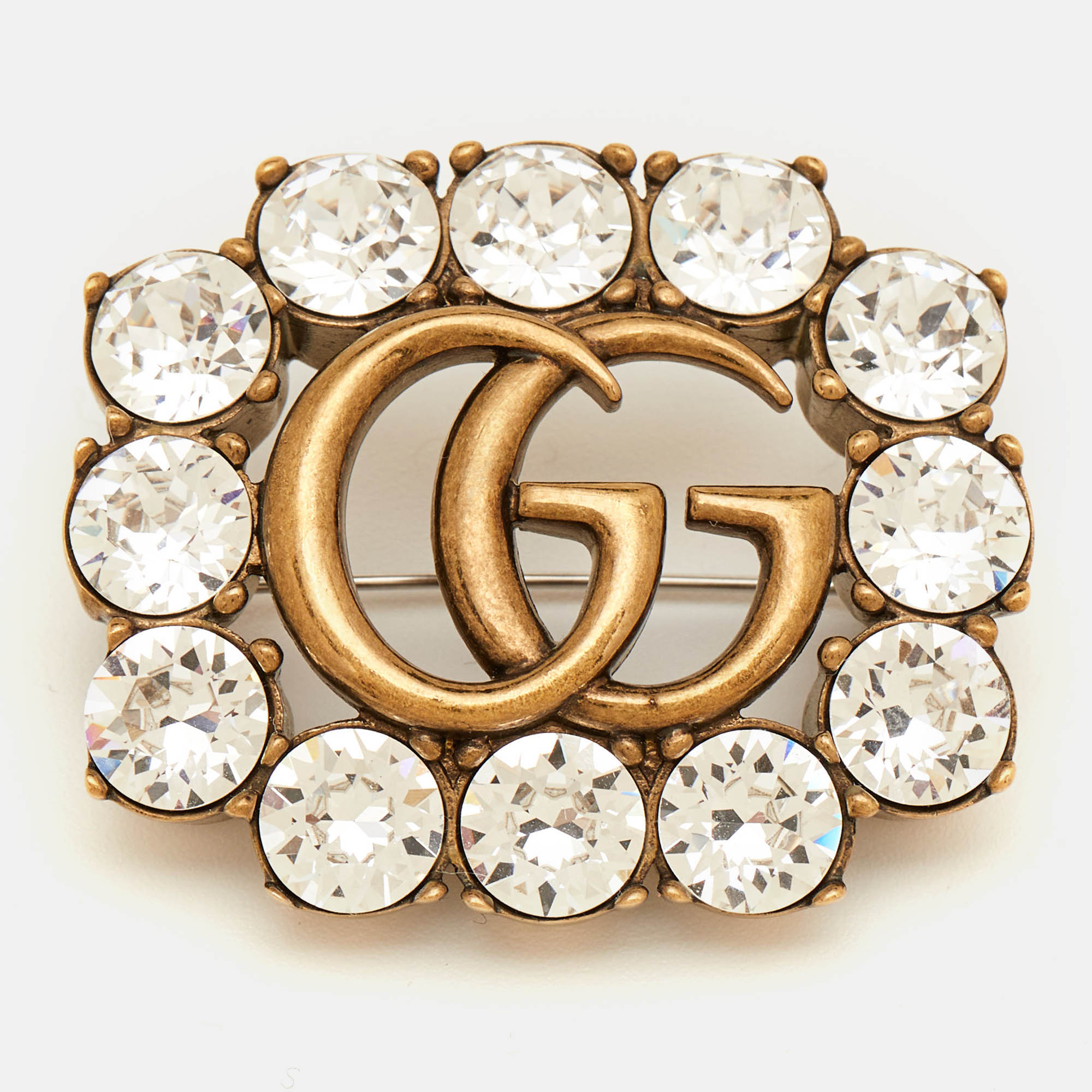 

Gucci GG Marmont Crystal Gold Tone Pin Brooch