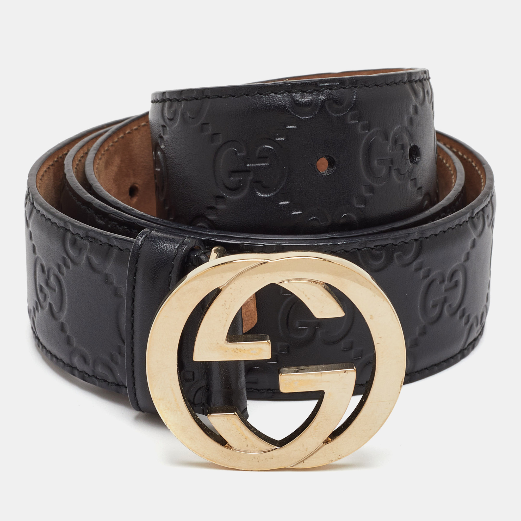 

Gucci Interlocking GG  Buckle Belt Black Guccissima Leather