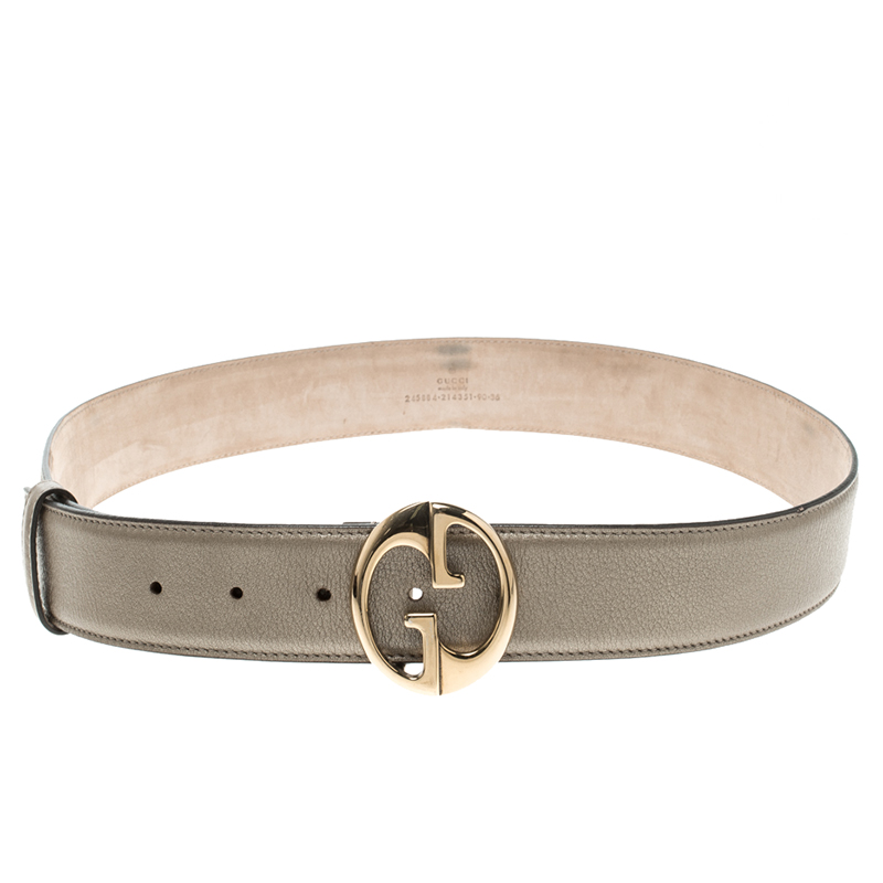 Gucci Gold Leather 1973 Buckle Belt 