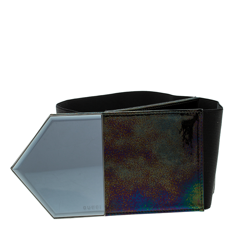 

Gucci Black Holographic Elastic Waist Belt