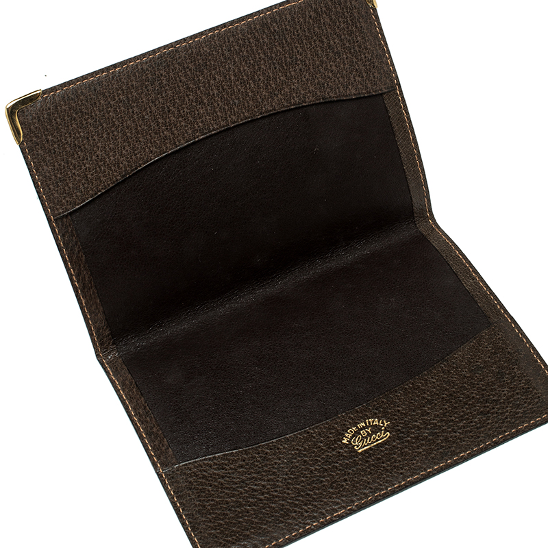 

Gucci Khaki Pig Skin Leather Card Holder, Brown