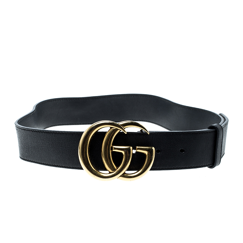 Gucci Black Leather GG Marmont Belt 