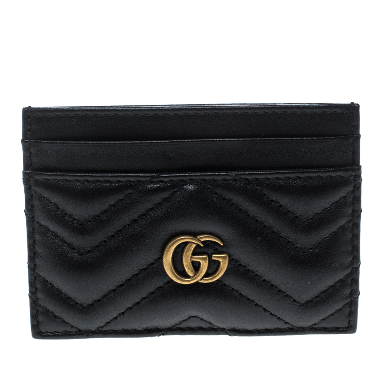 Gucci Black Matelasse Leather Marmont Card Case
