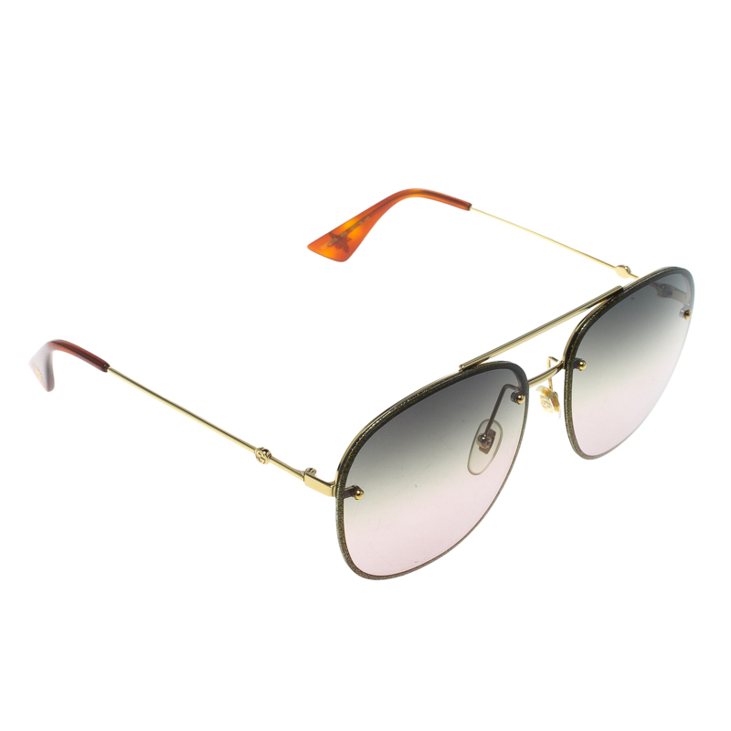 gucci women's gold aviator sunglasses
