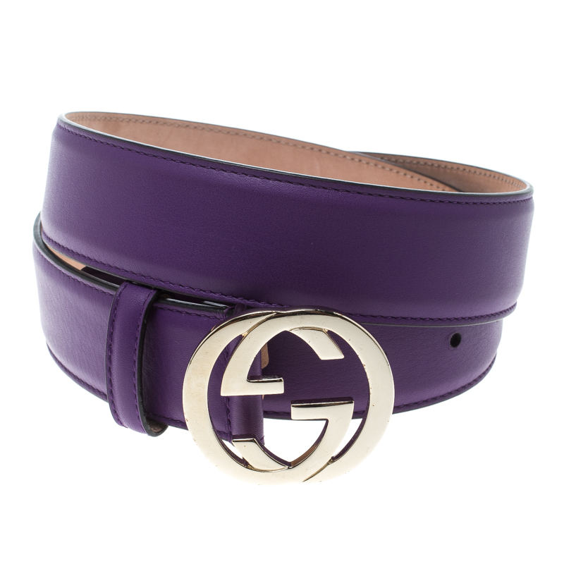 Gucci Purple Leather Interlocking GG Buckle Belt 85cm Gucci | TLC