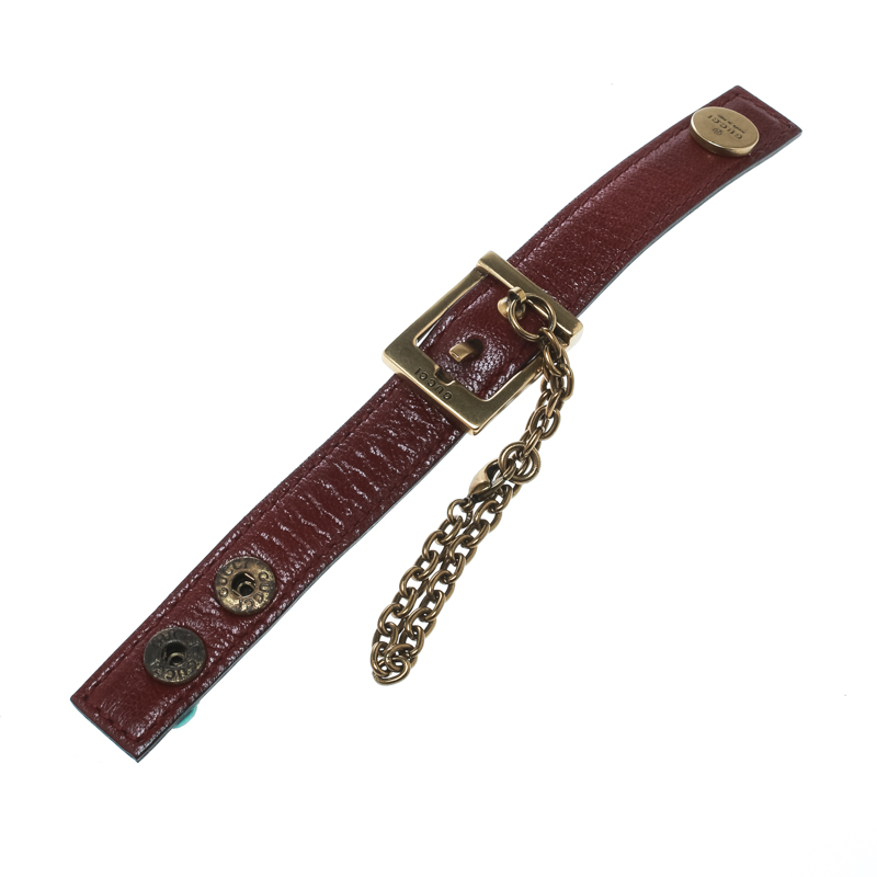 

Gucci Maroon Leather Buckle Glove Holder, Red