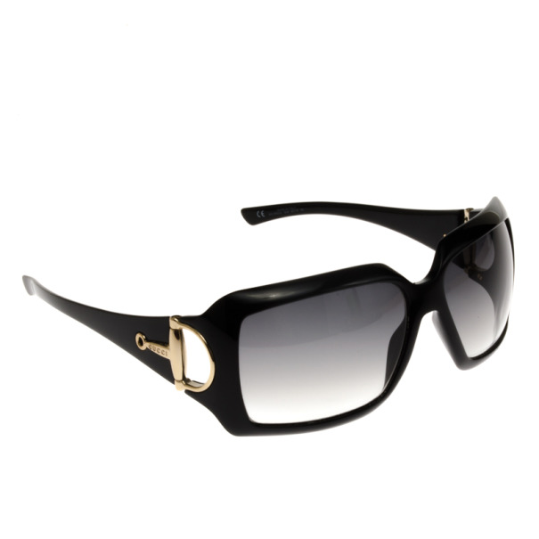 مملوكة مسبقًا Gucci Black 2562 Horsebit Rectangle Sunglasses
