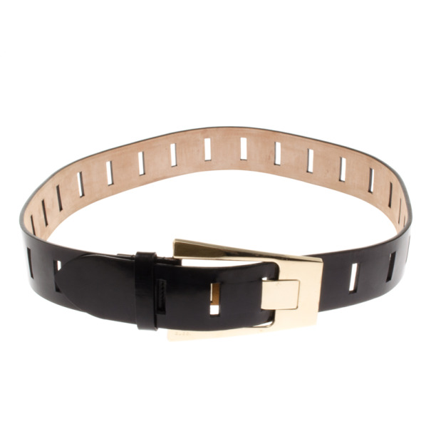 مملوكة مسبقًا Gucci Black Patent Buckle Belt 95 CM