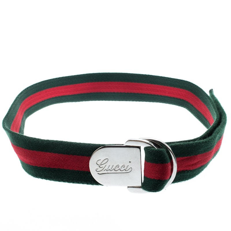 Gucci Green/Red Fabric Web Belt 95 CM | TLC