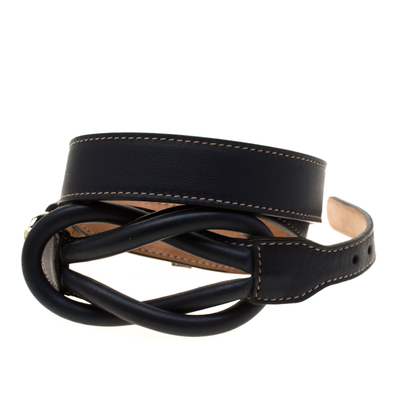 

Gucci Navy Blue Leather Knot Belt