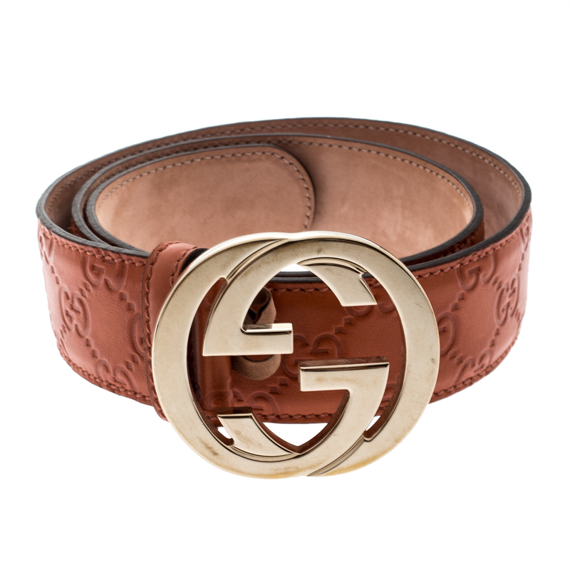 

Gucci Burnt Orange Guccissima Leather Interlocking GG Buckle Belt