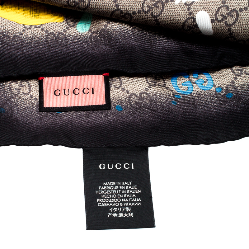 Gucci Ghost 'Life is Gucci' Monogram Printed Silk Square Scarf Gucci