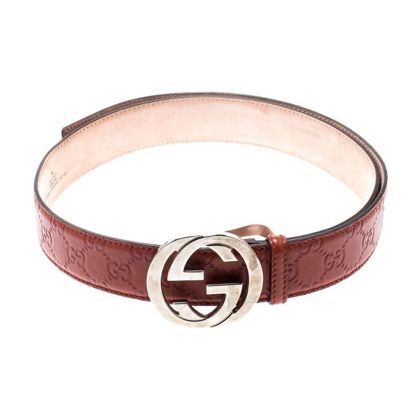 مملوكة مسبقًا Gucci Copper Guccissima Leather Interlocking GG Buckle Belt 100CM