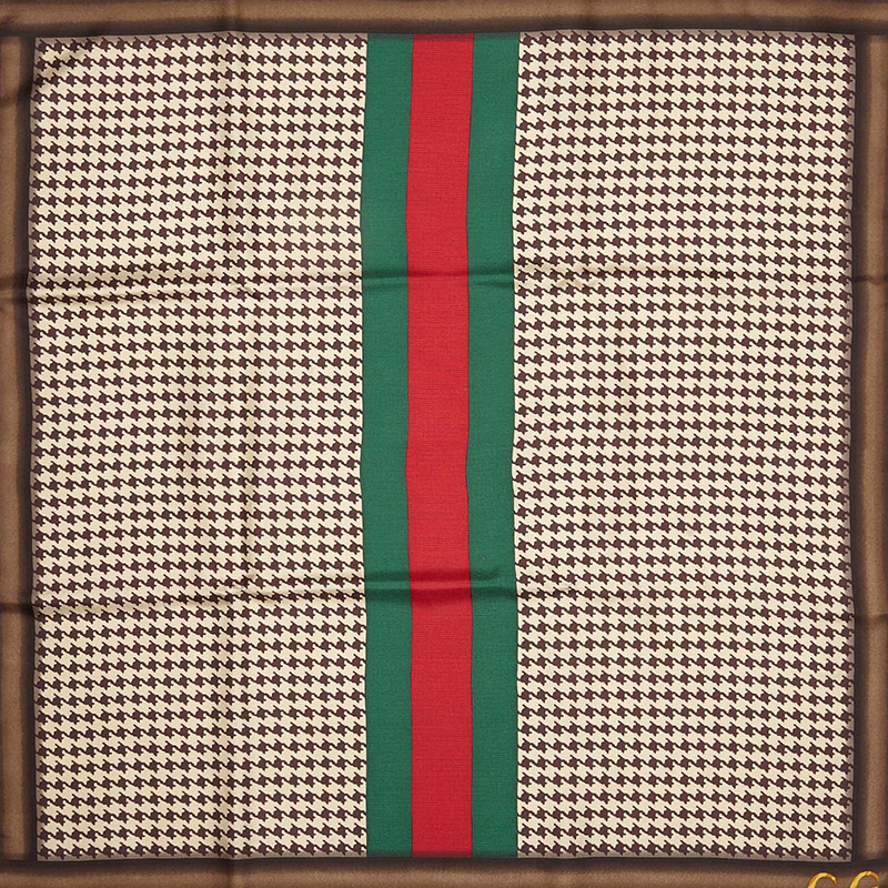 

Gucci White Web Printed Silk Scarf, Multicolor