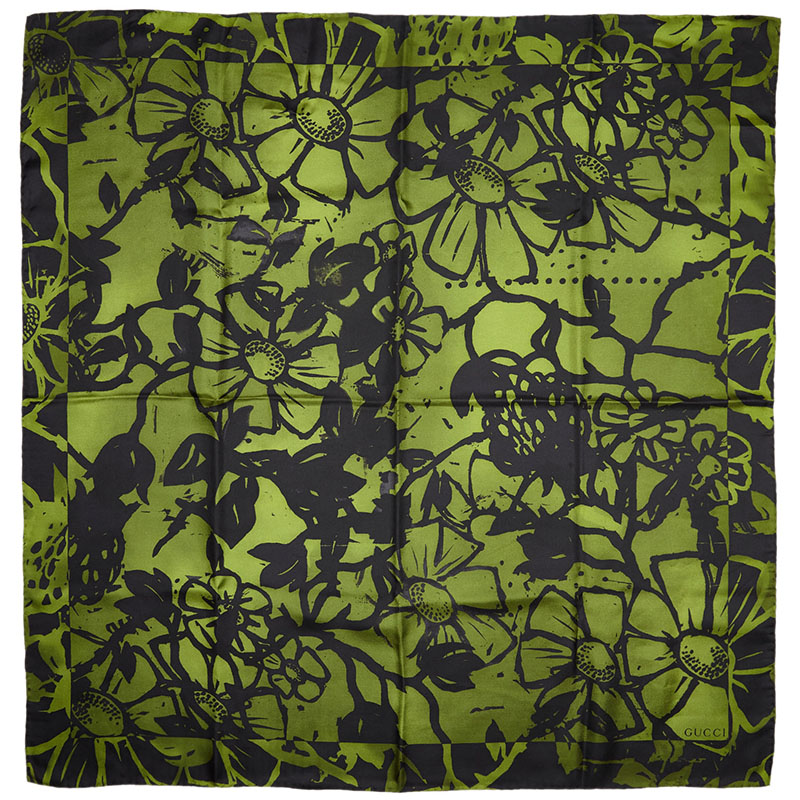 

Gucci Green/Black Floral Silk Scarf