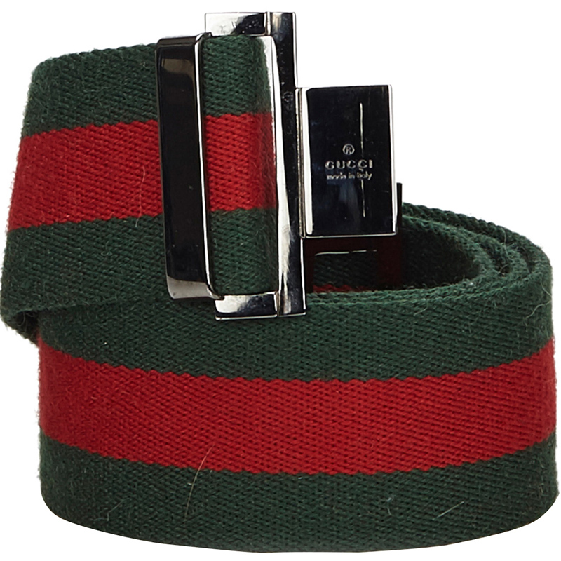

Gucci Web Canvas Belt, Green