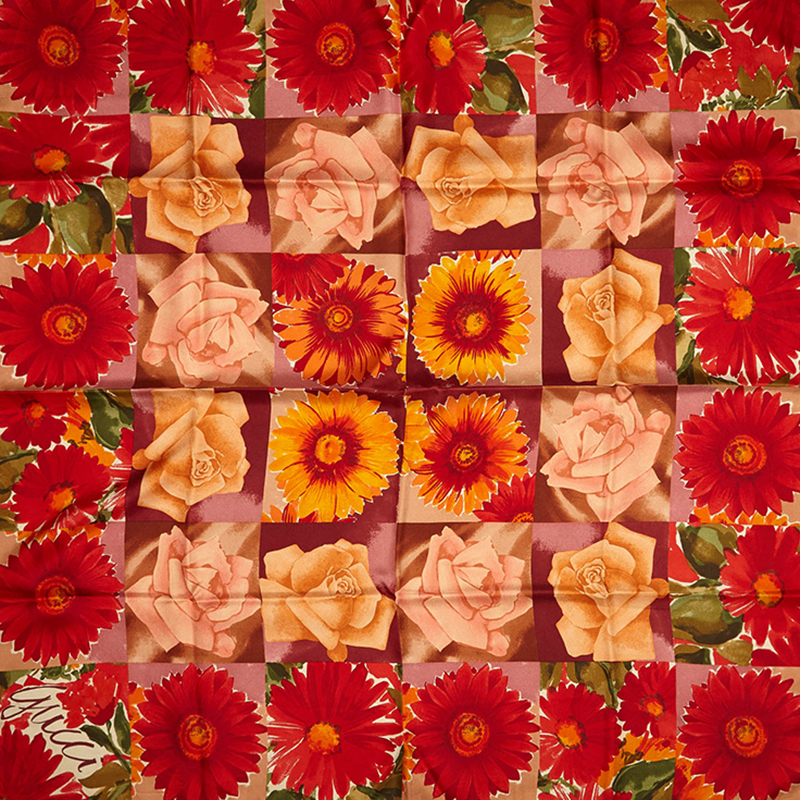 

Gucci Red Floral Silk Scarf, Multicolor
