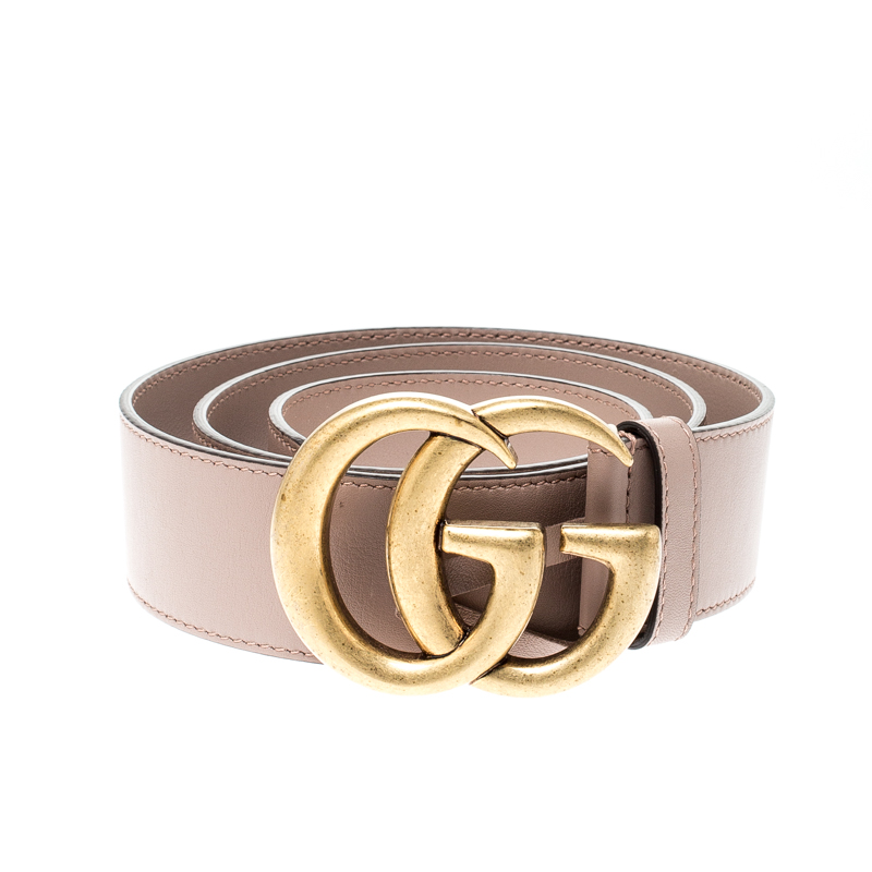 

Gucci Nude Pink Leather Double G Buckle Belt