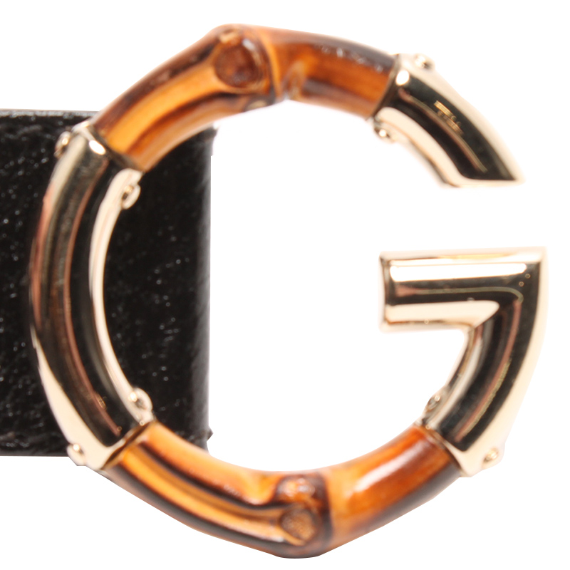 

Gucci Black Leather Bamboo Belt