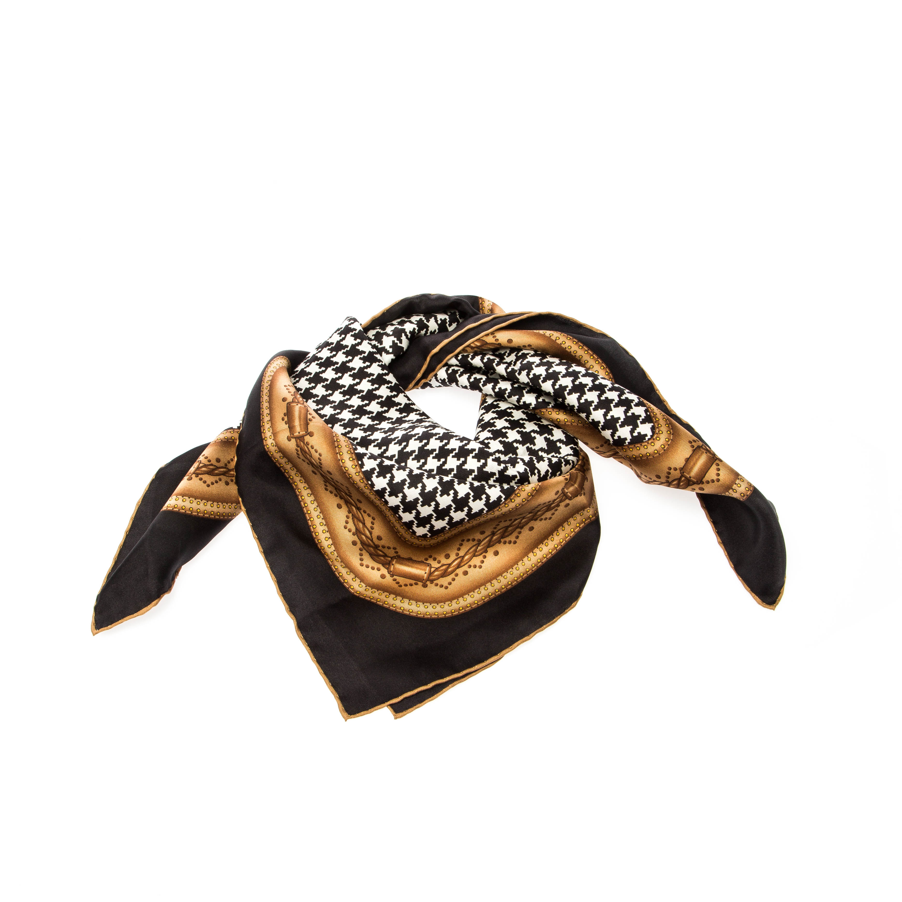 

Gucci Monochrome Houndstooth Print Silk Square Scarf, Multicolor