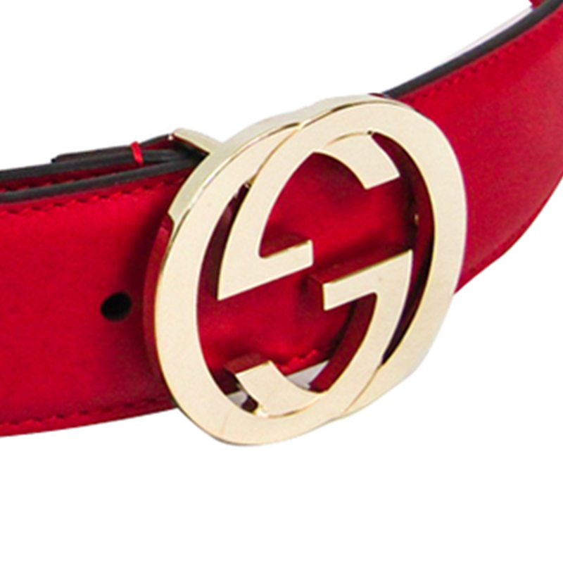 

Gucci Red/Gold Leather Guccissima Belt