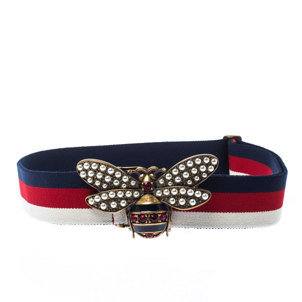 gucci web belt with bee