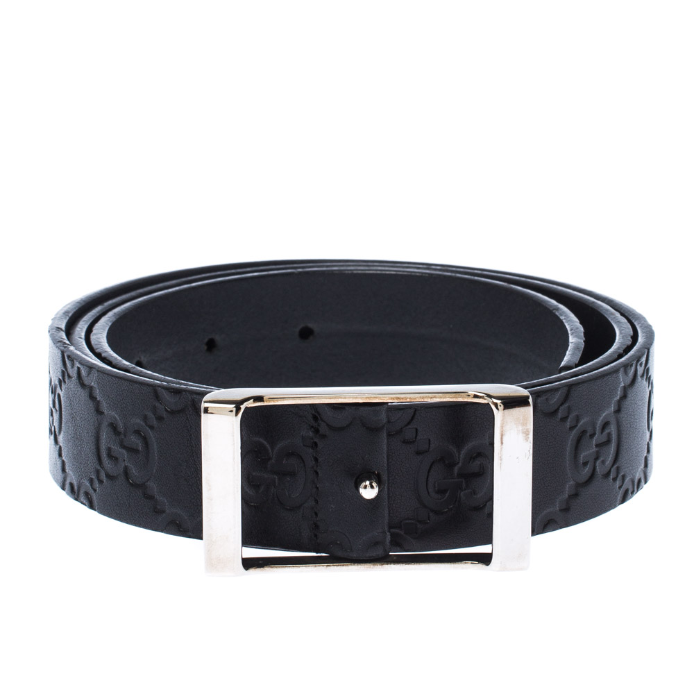 

Gucci Black Guccissima Leather Buckle Belt