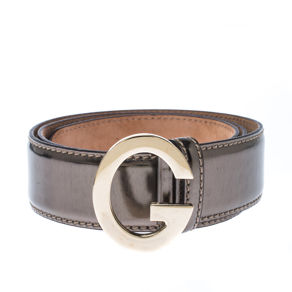 

Gucci Metallic Patent Leather G Buckle Belt