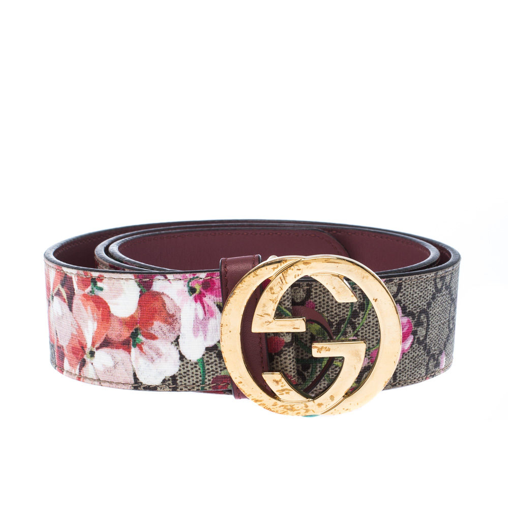 

Gucci Multicolor Blooms GG Supreme Canvas and Leather GG Buckle Belt