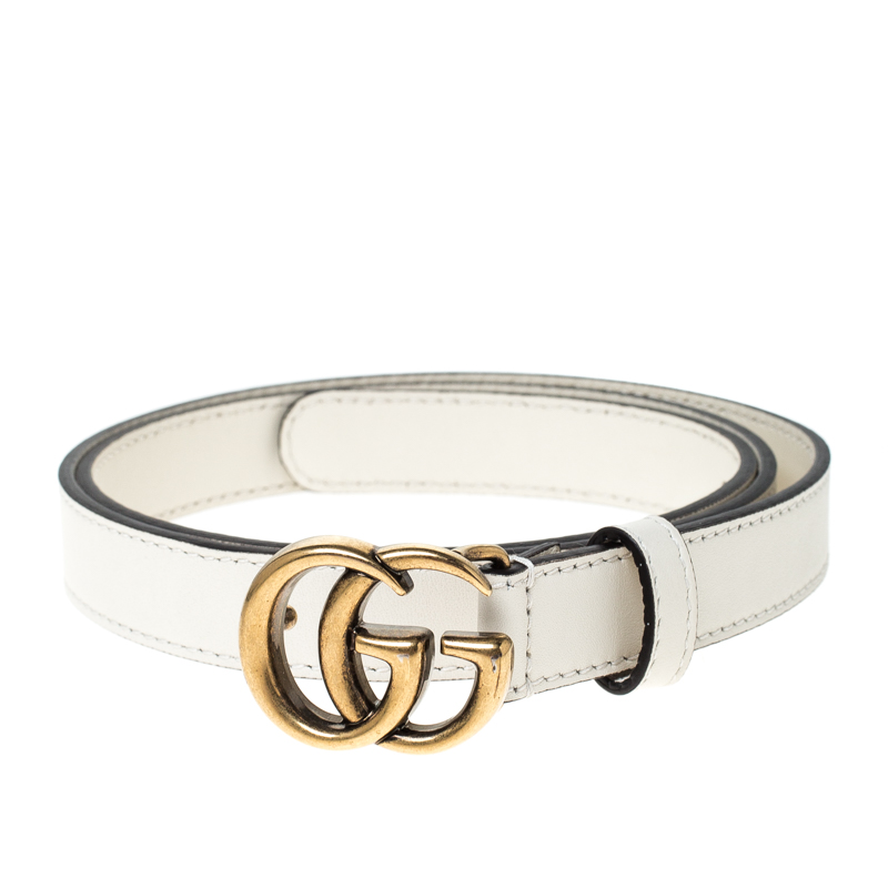 

Gucci White Leather Double G Buckle Belt