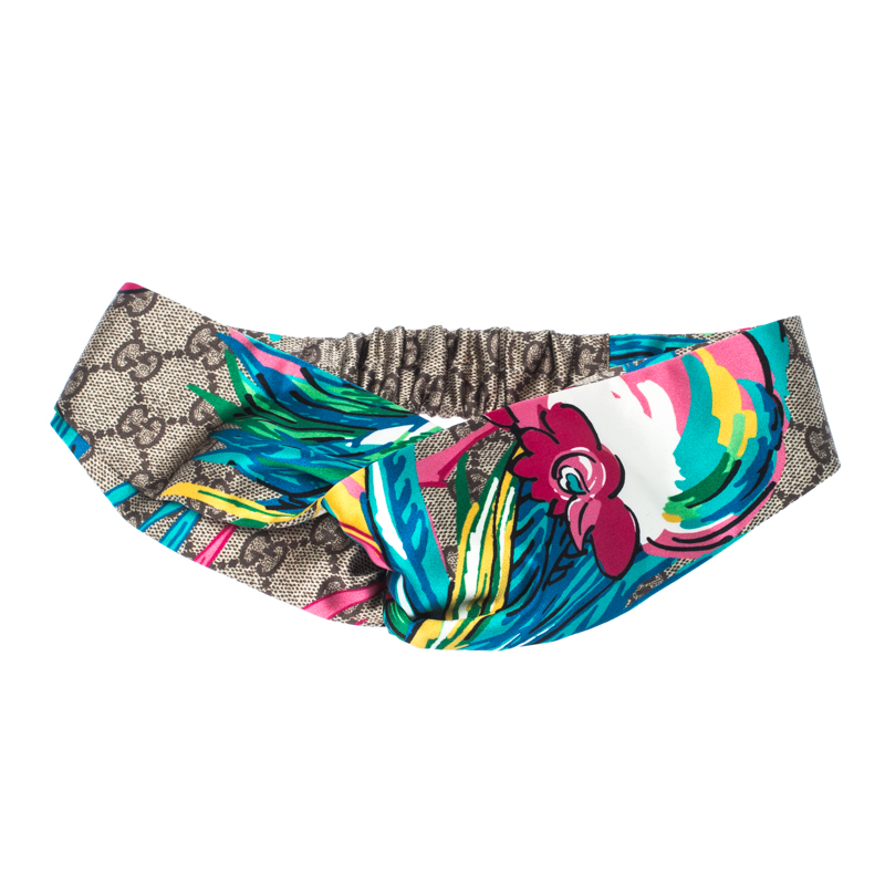 

Gucci Multicolor Monogram and Floral Print Silk Twisted Headband
