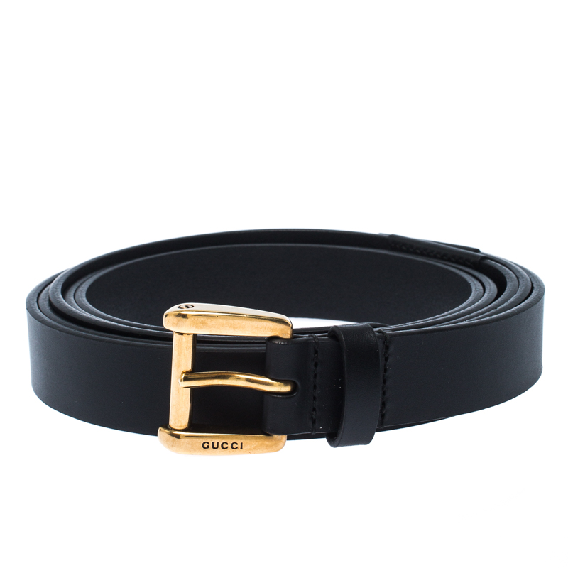 

Gucci Black Leather Multiple Round Buckle Belt