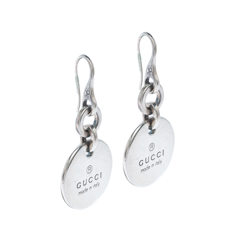 

Gucci Trademark Round Tag Sterling Silver Earrings