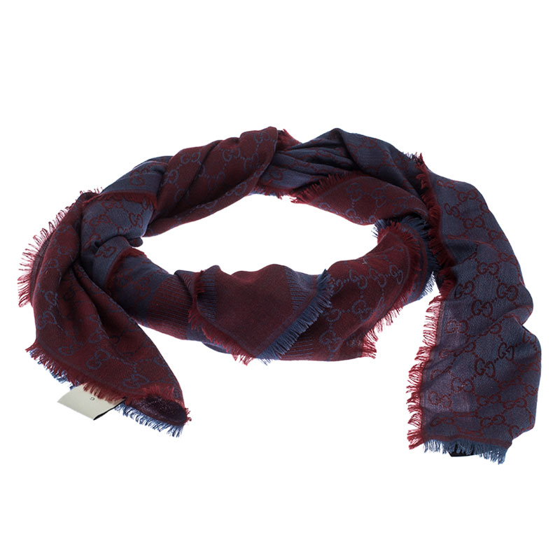 ☆人気☆【GUCCI】☆BEE STAR WOOL SCARF☆BURGUNDY + NAVY☆ Gucci bee scarf - Gem