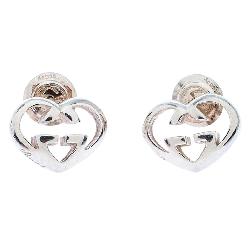 Gucci Sterling Silver Love Britt Stud Earrings