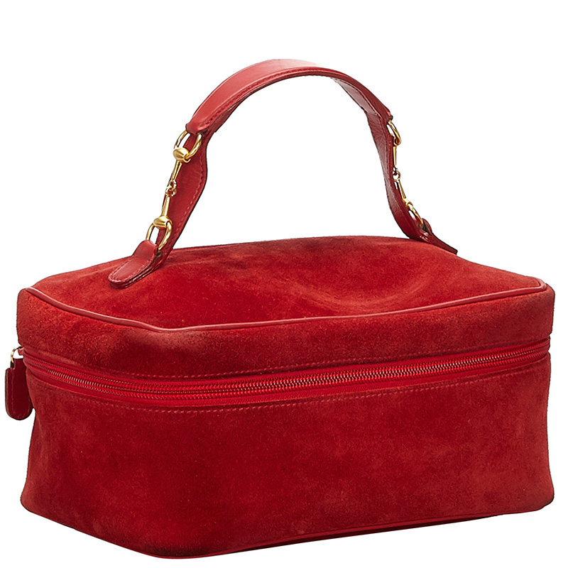 

Gucci Red Suede Horsebit Vanity Bag