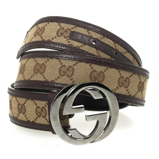 Pre Owned Gucci Brown Guccissima Interlocking G Buckle Belt