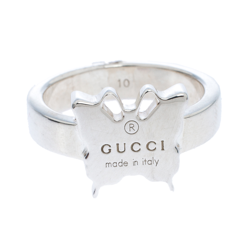 Gucci Butterfly Motif Silver Ring Size 
