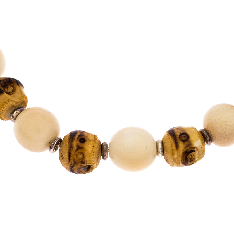 

Gucci Bamboo Wooden Beads Silver Adjustable Bracelet, Yellow