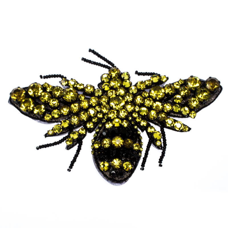 Pre-owned Gucci Yellow Crystal Bead Embellished Bumble Bee Motif Brooch