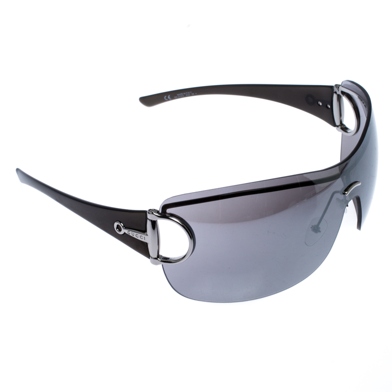 Pre Owned Gucci Grey GG 2711/S Horsebit Shield Sunglasses