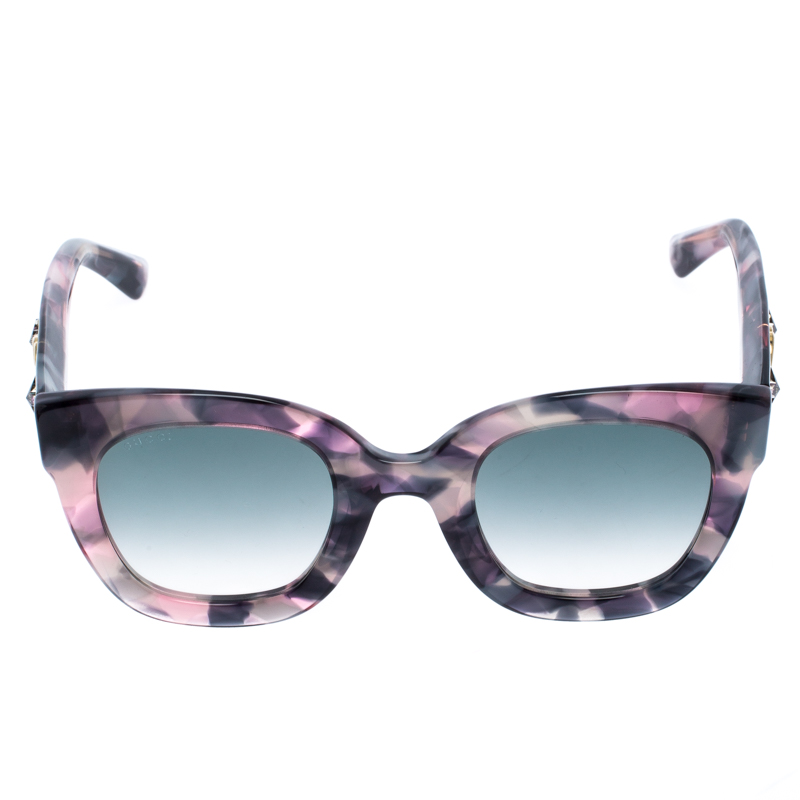 

Gucci Grey and Pink Havana/ Green Gradient GG0208S Square Sunglasses