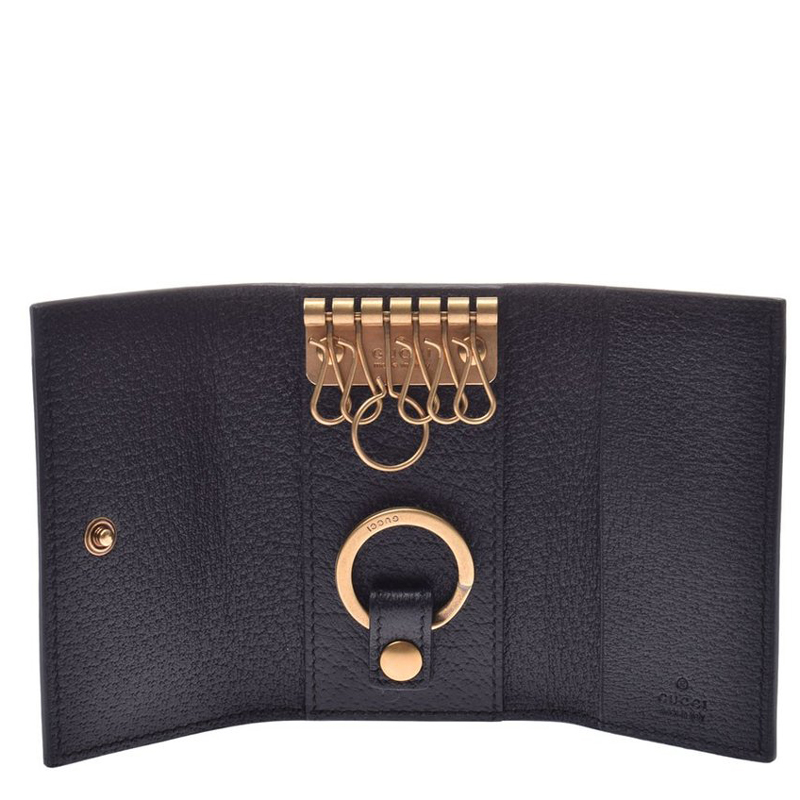 

Gucci Black Leather GG Marmont 6 Key Case