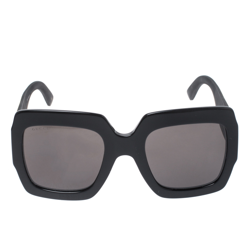 

Gucci Black with Glitter / Grey GG GG0102S Oversized Square Sunglasses