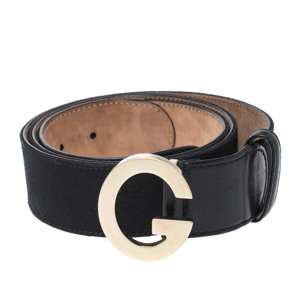 

Gucci Black GG Canvas G Buckle Belt