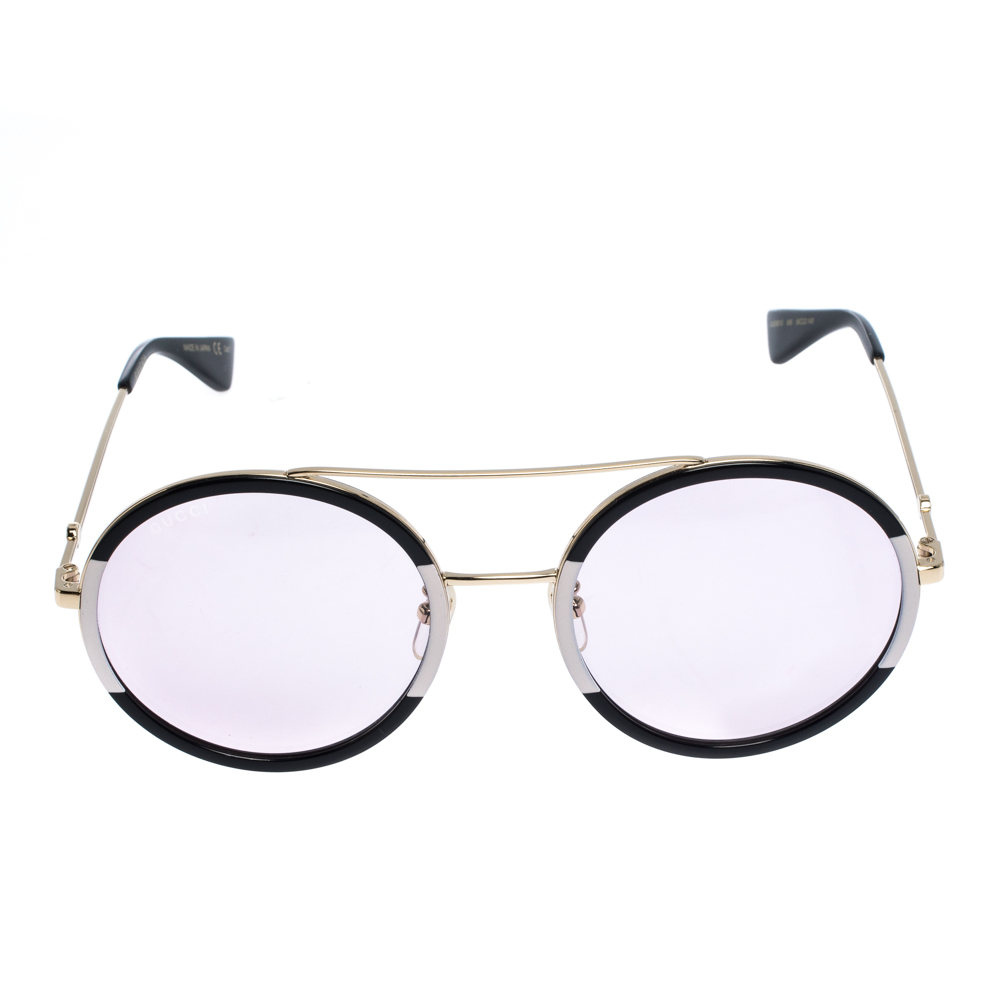 

Gucci Black and Ivory / Pink GG0061S Round Sunglasses